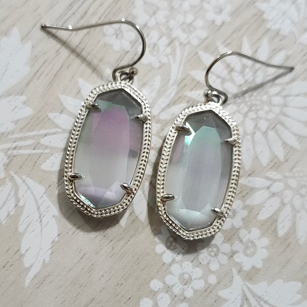 Kendra Scott Iridescent Slate Dani Silver Drop Earrings